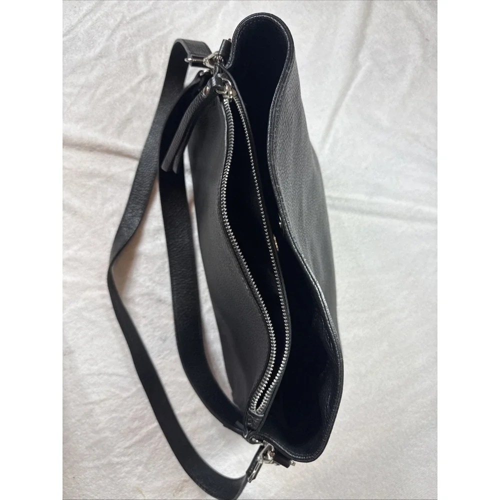 Viola Castellani Womens Black Pebble Italian Leather Hobo Bag‎